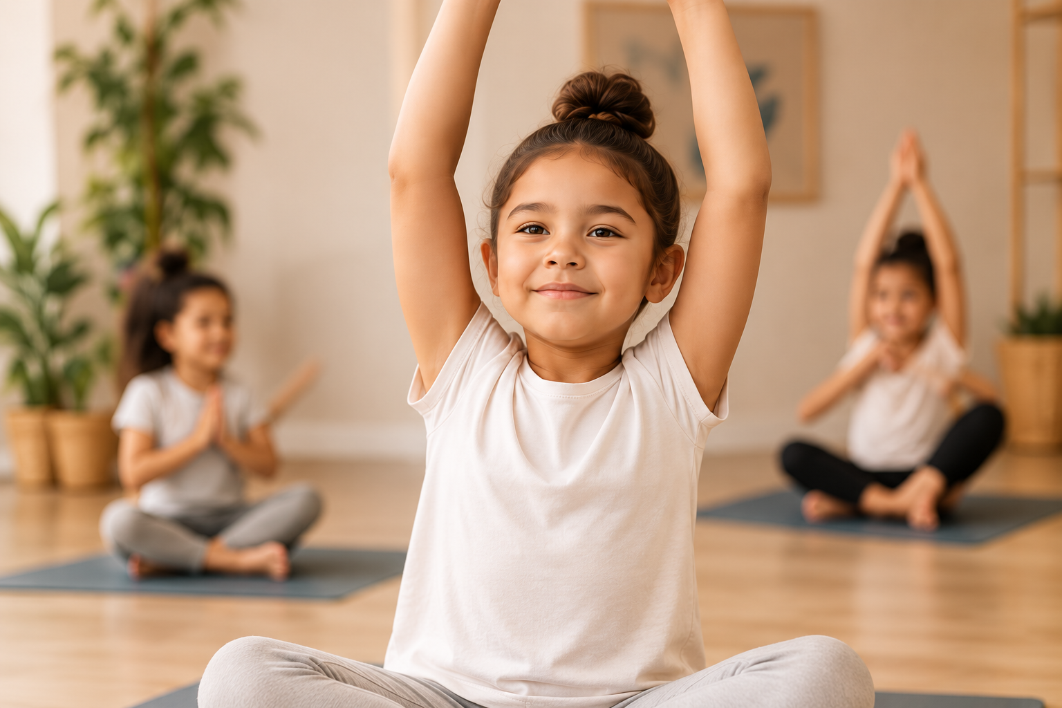 Children stretching in a calm class