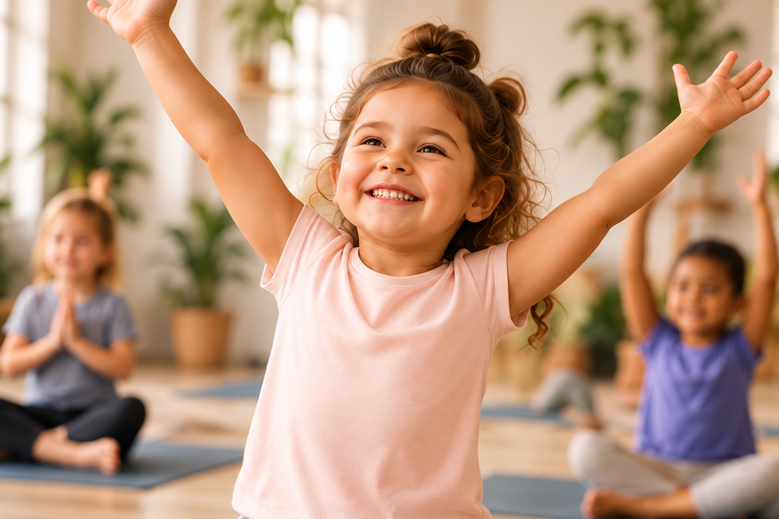 Children moving joyfully in class